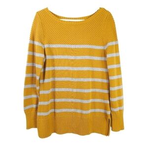 Kenar Gray Gold Striped 100% Cotton Sweater
